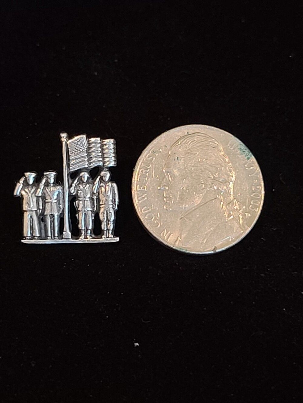 James Avery Retired Sterling Silver Military Armed Services US Flag Lapel Pin - Picture 2 of 5